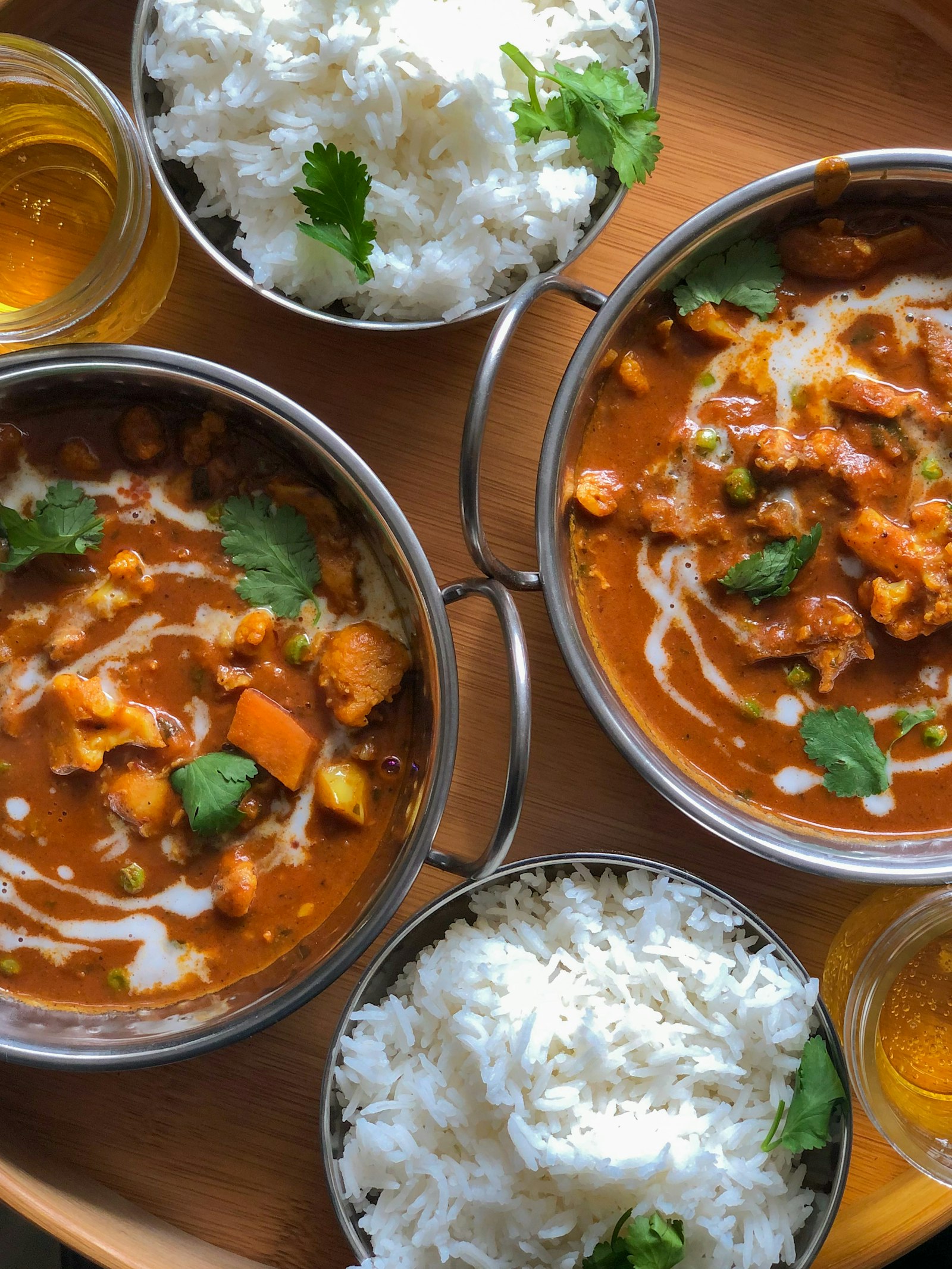 A spread of authentic Indian curries